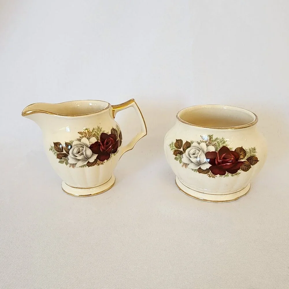 Vintage Sadler England Floral Pattern Cream and Sugar Set